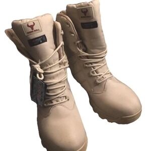 Work Bull Men's Water Proof Work Boots Size 12 Tan  canvas military boots